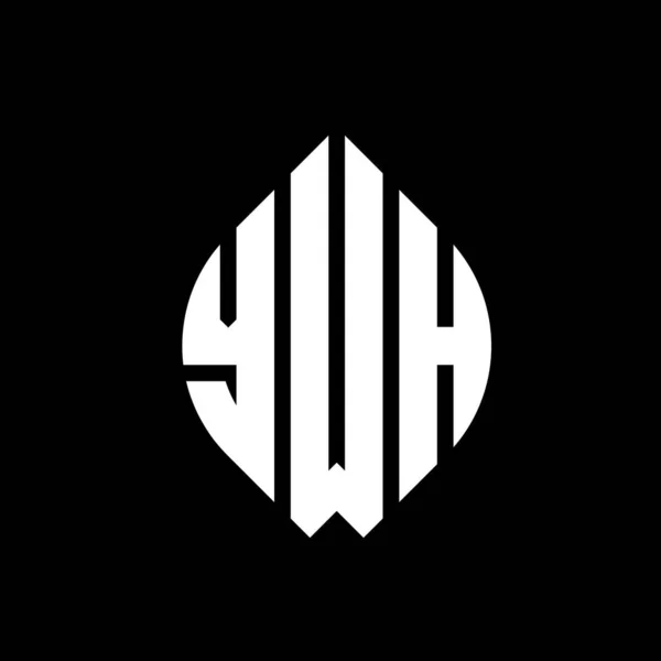 Ywh 디자인에 Ywh 타이포그래피 스타일의 이니셜은 로고를 Ywh Circle Emblem — 스톡 벡터