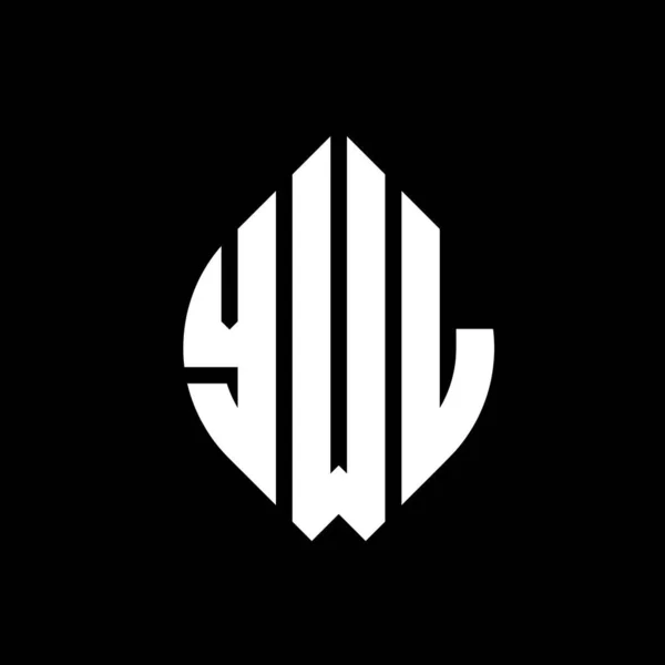 Ywl Kruh Písmeno Logo Design Kružnicí Elipsy Tvar Ywl Elipsy — Stockový vektor