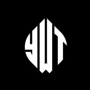 Çember ve elips şekilli YWT daire harf logosu tasarımı. YWT elips harfleri tipografik tarzda. Üç baş harf daire şeklinde bir logo oluşturuyor. YWT Çember Amblemi Soyut Monogram Harf İşaretleyici Vektörü.