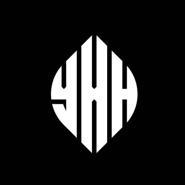 Çember ve elips şekilli YXH daire harf logosu tasarımı. Tipografik biçimli YXH elips harfleri. Üç baş harf daire şeklinde bir logo oluşturuyor. YXH Çember Amblemi Soyut Monogram Harf İşaretleyici Vektörü.