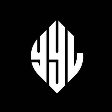 Çember ve elips şekilli YYL daire harf logosu tasarımı. Tipografik biçimli YYL elips harfleri. Üç baş harf daire şeklinde bir logo oluşturuyor. YYL Çember Amblemi Soyut Monogram Harf İşaretleyici Vektörü.