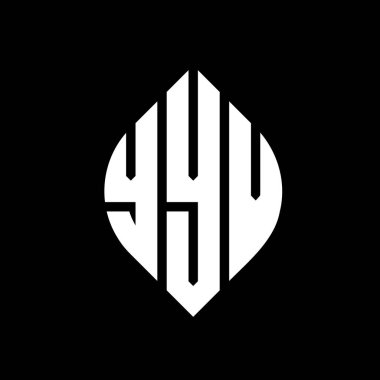 Çember ve elips şekilli YYV daire harf logosu tasarımı. YYV elips harfleri tipografik tarzda. Üç baş harf daire şeklinde bir logo oluşturuyor. YYV Çember Amblemi Soyut Monogram Harf İşaretleyici Vektörü.