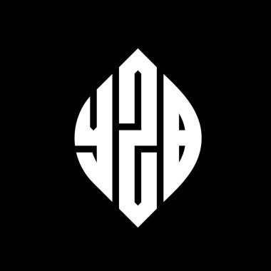 Çember ve elips şekilli YZB daire harf logosu tasarımı. Tipografik biçimli YZB elips harfleri. Üç baş harf daire şeklinde bir logo oluşturuyor. YZB Çember Amblemi Soyut Monogram Harf İşaretleyici Vektörü.