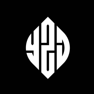 Çember ve elips şekilli YZJ daire harf logosu tasarımı. YZJ elips harfleri tipografik tarzda. Üç baş harf daire şeklinde bir logo oluşturuyor. YZJ Çember Amblemi Soyut Monogram Harf İşaretleyici Vektörü.