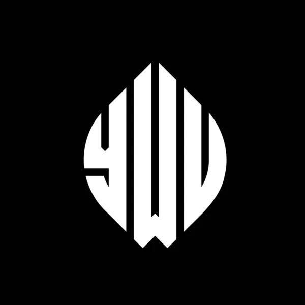 Ywu Kruh Písmeno Logo Design Kružnicí Elipsy Tvar Ywu Elipsy — Stockový vektor