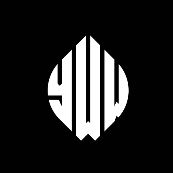 Yww Kruh Písmeno Logo Design Kružnicí Elipsy Tvar Yww Elipsy — Stockový vektor
