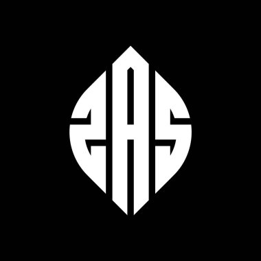Çember ve elips şekilli ZAS daire harf logosu tasarımı. Typographic tarzında ZAS elips harfleri. Üç baş harf daire şeklinde bir logo oluşturuyor. ZAS Çember Amblemi Soyut Monogram Harf İşaretleme Vektörü.