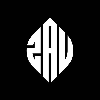 Çember ve elips şekilli ZAU daire harf logosu tasarımı. ZAU elips harfleri tipografik tarzda. Üç baş harf daire şeklinde bir logo oluşturuyor. ZAU Çember Amblemi Soyut Monogram Harf İşaretleyici Vektörü.