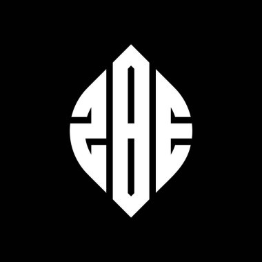 Çember ve elips şekilli ZBE daire harf logosu tasarımı. Typographic tarzında ZBE elips harfleri. Üç baş harf daire şeklinde bir logo oluşturuyor. ZBE Çemberi Amblemi Soyut Monogram Harf İşaretleme Vektörü.