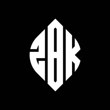 Çember ve elips şekilli ZBK daire harf logosu tasarımı. Tipografik tarzda ZBK elips harfleri. Üç baş harf daire şeklinde bir logo oluşturuyor. ZBK Çember Amblemi Soyut Monogram Harf İşaretleyici Vektörü.