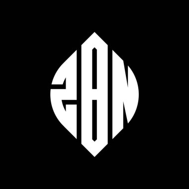 Çember ve elips şekilli ZBN daire harf logosu tasarımı. Typographic tarzında ZBN elips harfleri. Üç baş harf daire şeklinde bir logo oluşturuyor. ZBN Çember Amblemi Soyut Monogram Harf İşaretleyici Vektörü.
