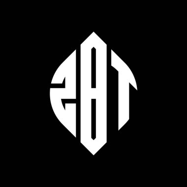 Çember ve elips şekilli ZBT daire harf logosu tasarımı. Tipografik tarzda ZBT elips harfleri. Üç baş harf daire şeklinde bir logo oluşturuyor. ZBT Çember Amblemi Soyut Monogram Harf İşaretleyici Vektörü.