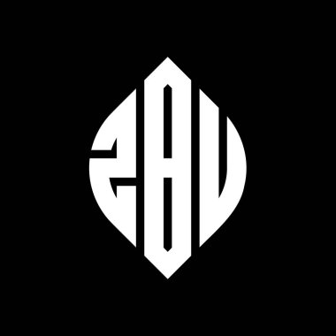 Çember ve elips şekilli ZBU daire harf logosu tasarımı. Typographic tarzında ZBU elips harfleri. Üç baş harf daire şeklinde bir logo oluşturuyor. ZBU Çember Amblemi Soyut Monogram Harf İşaretleyici Vektörü.