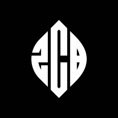 Çember ve elips şekilli ZCB daire harf logosu tasarımı. Typographic tarzında ZCB elips harfleri. Üç baş harf daire şeklinde bir logo oluşturuyor. ZCB Çember Amblemi Soyut Monogram Harf İşaretleyici Vektörü.
