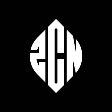 Çember ve elips şekilli ZCN daire harf logosu tasarımı. Typographic tarzında ZCN elips harfleri. Üç baş harf daire şeklinde bir logo oluşturuyor. ZCN Çember Amblemi Soyut Monogram Harf İşaretleyici Vektörü.