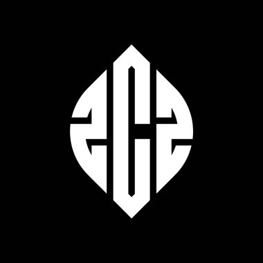 Çember ve elips şekilli ZCZ daire harf logosu tasarımı. Typographic tarzında ZCZ elips harfleri. Üç baş harf daire şeklinde bir logo oluşturuyor. ZCZ Çember Amblemi Soyut Monogram Harf İşaretleyici Vektörü.