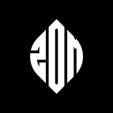 Çember ve elips şekilli ZDM daire harf logosu tasarımı. Typographic tarzında ZDM elips harfleri. Üç baş harf daire şeklinde bir logo oluşturuyor. ZDM Çember Amblemi Soyut Monogram Harf İşaretleyici Vektörü.