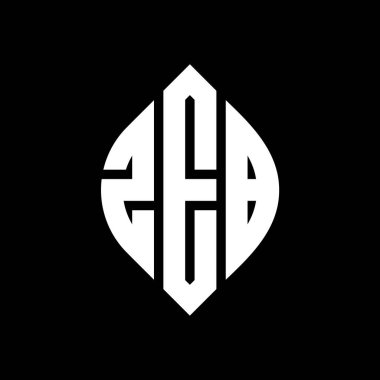 Çember ve elips şekilli ZEB daire harf logosu tasarımı. Typographic tarzında ZEB elips harfleri. Üç baş harf daire şeklinde bir logo oluşturuyor. ZEB Çember Amblemi Soyut Monogram Harf İşaretleyici Vektörü.