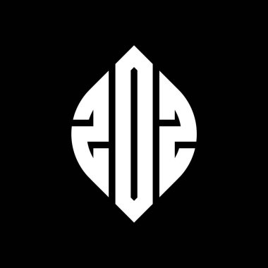 Çember ve elips şekilli ZDZ daire harf logosu tasarımı. Tipografik biçimli ZDZ elips harfleri. Üç baş harf daire şeklinde bir logo oluşturuyor. ZDZ Çember Amblemi Soyut Monogram Harf İşaretleyici Vektörü.