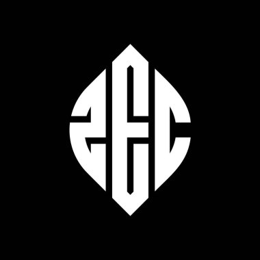 Çember ve elips şekilli ZEC daire şeklinde harf logosu tasarımı. Typographic tarzında ZEC elips harfleri. Üç baş harf daire şeklinde bir logo oluşturuyor. ZEC Çemberi Amblemi Soyut Monogram Harf İşaretleme Vektörü.