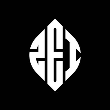 Çember ve elips şekilli ZEI daire harf logosu tasarımı. Typographic tarzında ZEI elips harfleri. Üç baş harf daire şeklinde bir logo oluşturuyor. ZEI Çemberi Amblemi Soyut Monogram Harfi Mark Vector.ZEI daire harfli logo tasarımı daire ve ellip