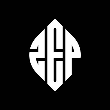 Çember ve elips şekilli ZEP daire harf logosu tasarımı. Typographic tarzında ZEP elips harfleri. Üç baş harf daire şeklinde bir logo oluşturuyor. ZEP Çember Amblemi Soyut Monogram Harf İşaretleyici Vektörü.