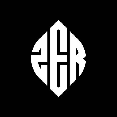 Çember ve elips şekilli ZER daire harf logosu tasarımı. Typographic tarzında ZER elips harfleri. Üç baş harf daire şeklinde bir logo oluşturuyor. ZER Çemberi Amblemi Soyut Monogram Harf İşaretleme Vektörü.