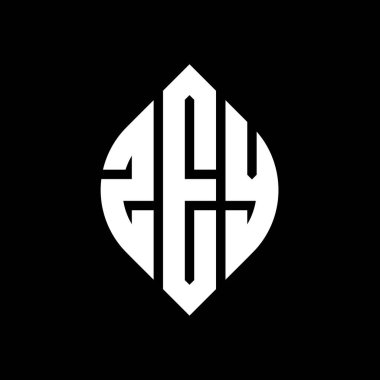Daire ve elips şekilli ZEY daire harf logosu tasarımı. Typographic tarzında ZEY elips harfleri. Üç baş harf daire şeklinde bir logo oluşturuyor. ZEY Çemberi Amblemi Soyut Monogram Harf İşaretleme Vektörü.