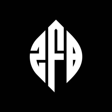 Çember ve elips şekilli ZFB daire harf logosu tasarımı. Tipografik biçimli ZFB elips harfleri. Üç baş harf daire şeklinde bir logo oluşturuyor. ZFB Çember Amblemi Soyut Monogram Harf İşaretleyici Vektörü.
