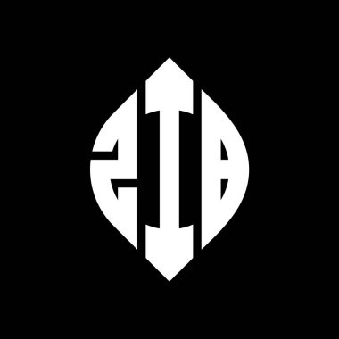Çember ve elips şekilli ZIB daire harf logosu tasarımı. Typographic tarzında ZIB elips harfleri. Üç baş harf daire şeklinde bir logo oluşturuyor. ZIB Çember Amblemi Soyut Monogram Harf İşaretleyici Vektörü.