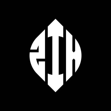 Çember ve elips şekilli ZIX daire harf logosu tasarımı. Typographic tarzında ZIX elips harfleri. Üç baş harf daire şeklinde bir logo oluşturuyor. ZIX Çember Amblemi Soyut Monogram Harf İşaretleyici Vektörü.
