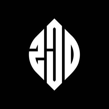 Çember ve elips şekilli ZJD daire harf logosu tasarımı. Typographic tarzında ZJD elips harfleri. Üç baş harf daire şeklinde bir logo oluşturuyor. ZJD Çember Amblemi Soyut Monogram Harf İşaretleyici Vektörü.