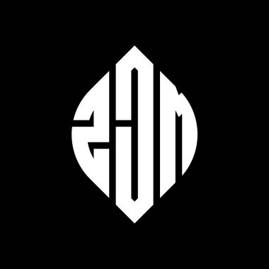 Çember ve elips şekilli ZJM daire harf logosu tasarımı. Typographic tarzında ZJM elips harfleri. Üç baş harf daire şeklinde bir logo oluşturuyor. ZJM Çember Amblemi Soyut Monogram Harf İşaretleyici Vektörü.