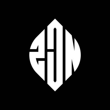 Çember ve elips şekilli ZJN daire harf logosu tasarımı. Typographic tarzında ZJN elips harfleri. Üç baş harf daire şeklinde bir logo oluşturuyor. ZJN Çember Amblemi Soyut Monogram Harf İşaretleyici Vektörü.