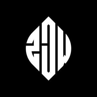 Çember ve elips şekilli ZJW daire harf logosu tasarımı. Typographic tarzında ZJW elips harfleri. Üç baş harf daire şeklinde bir logo oluşturuyor. ZJW Çember Amblemi Soyut Monogram Harf İşaretleyici Vektörü.