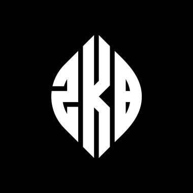 Çember ve elips şekilli ZKB daire harf logosu tasarımı. Tipografik biçimli ZKB elips harfleri. Üç baş harf daire şeklinde bir logo oluşturuyor. ZKB Çember Amblemi Soyut Monogram Harf İşaretleme Vektörü.