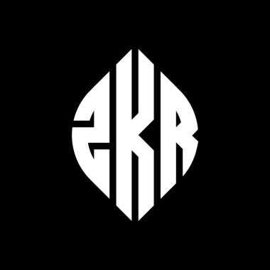 Çember ve elips şekilli ZKR daire harf logosu tasarımı. Typographic tarzında ZKR elips harfleri. Üç baş harf daire şeklinde bir logo oluşturuyor. ZKR Çember Amblemi Soyut Monogram Harf İşaretleyici Vektörü.