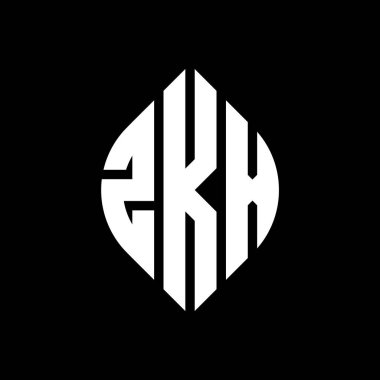 Çember ve elips şekilli ZKX daire harf logosu tasarımı. Tipografik biçimli ZKX elips harfleri. Üç baş harf daire şeklinde bir logo oluşturuyor. ZKX Çember Amblemi Soyut Monogram Harf İşaretleyici Vektörü.