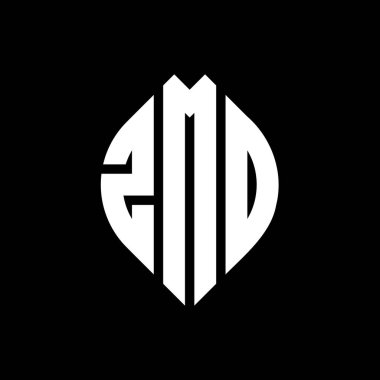 Çember ve elips şekilli ZMD daire harf logosu tasarımı. Tipografik biçimli ZMD elips harfleri. Üç baş harf daire şeklinde bir logo oluşturuyor. ZMD Çember Amblemi Soyut Monogram Harf İşaretleyici Vektörü.