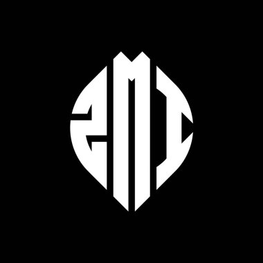 Çember ve elips şekilli ZMI daire harf logosu tasarımı. Typographic tarzında ZMI elips harfleri. Üç baş harf daire şeklinde bir logo oluşturuyor. ZMI Çember Amblemi Soyut Monogram Harf İşaretleme Vektörü.