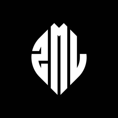 Çember ve elips şekilli ZML daire harf logosu tasarımı. Tipografik biçimli ZML elips harfleri. Üç baş harf daire şeklinde bir logo oluşturuyor. ZML Çember Amblemi Soyut Monogram Harf İşaretleyici Vektörü.