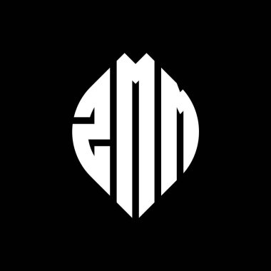 Çember ve elips şekilli ZMM daire harf logosu tasarımı. Tipografik biçimli ZMM elips harfleri. Üç baş harf daire şeklinde bir logo oluşturuyor. ZMM Çember Amblemi Soyut Monogram Harf İşaretleyici Vektörü.