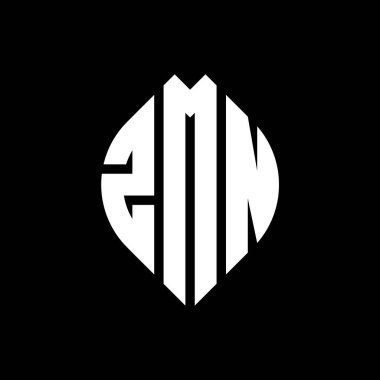 Çember ve elips şekilli ZMN daire harf logosu tasarımı. Typographic tarzında ZMN elips harfleri. Üç baş harf daire şeklinde bir logo oluşturuyor. ZMN Çember Amblemi Soyut Monogram Harf İşaretleyici Vektörü.