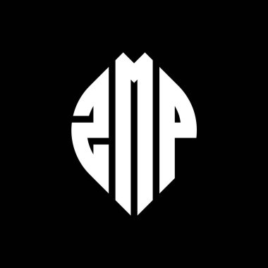 Çember ve elips şekilli ZMP daire harf logosu tasarımı. Typographic tarzında ZMP elips harfleri. Üç baş harf daire şeklinde bir logo oluşturuyor. ZMP Çemberi Amblemi Soyut Monogram Harf İşaretleme Vektörü.