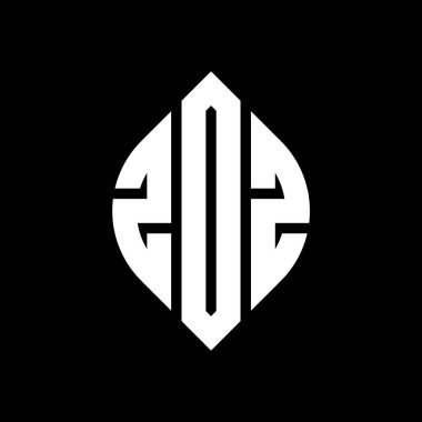 Çember ve elips şekilli ZOZ daire harf logosu tasarımı. Typographic tarzında ZOZ elips harfleri. Üç baş harf daire şeklinde bir logo oluşturuyor. ZOZ Çember Amblemi Soyut Monogram Harf İşaretleyici Vektörü.