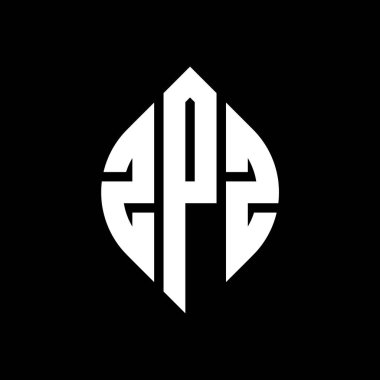Çember ve elips şekilli ZPZ daire harf logosu tasarımı. Tipografik biçimli ZPZ elips harfleri. Üç baş harf daire şeklinde bir logo oluşturuyor. ZPZ Çember Amblemi Soyut Monogram Harf İşaretleme Vektörü.