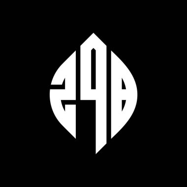 Çember ve elips şekilli ZQB daire harf logosu tasarımı. Typographic tarzında ZQB elips harfleri. Üç baş harf daire şeklinde bir logo oluşturuyor. ZQB Çember Amblemi Soyut Monogram Harf İşaretleyici Vektörü.