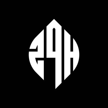 Çember ve elips şekilli ZQH daire harf logosu tasarımı. Typographic tarzında ZQH elips harfleri. Üç baş harf daire şeklinde bir logo oluşturuyor. ZQH Çember Amblemi Soyut Monogram Harf İşaretleyici Vektörü.