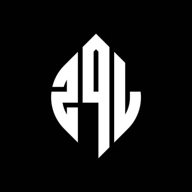 Çember ve elips şekilli ZQL daire harf logosu tasarımı. Tipografik biçimli ZQL elips harfleri. Üç baş harf daire şeklinde bir logo oluşturuyor. ZQL Çember Amblemi Soyut Monogram Harf İşaretleyici Vektörü.