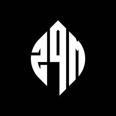 Çember ve elips şekilli ZQM daire harf logosu tasarımı. Typographic tarzında ZQM elips harfleri. Üç baş harf daire şeklinde bir logo oluşturuyor. ZQM Çember Amblemi Soyut Monogram Harf İşaretleyici Vektörü.